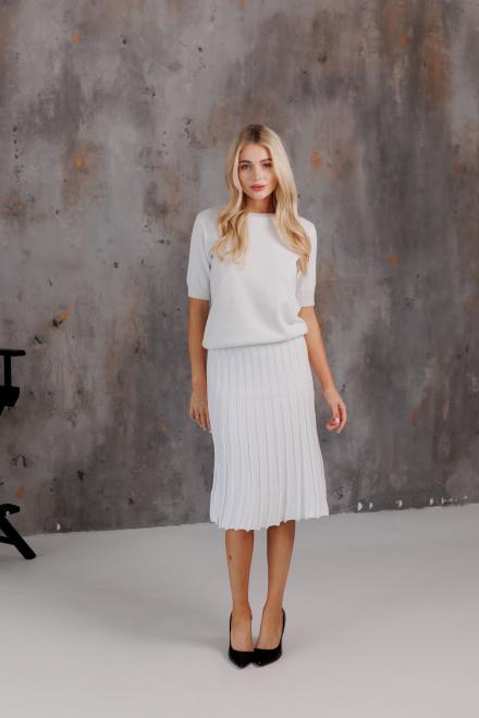 Спідниця плісе міді в'язана Біла
