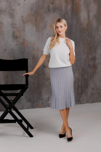 Спідниця плісе міді в'язана Сіра Спідниця плісе міді в'язана Сіра