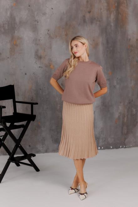 Спідниця плісе міді в'язана Бежева