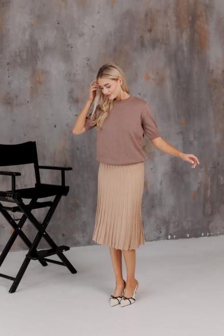Спідниця плісе міді в'язана Бежева