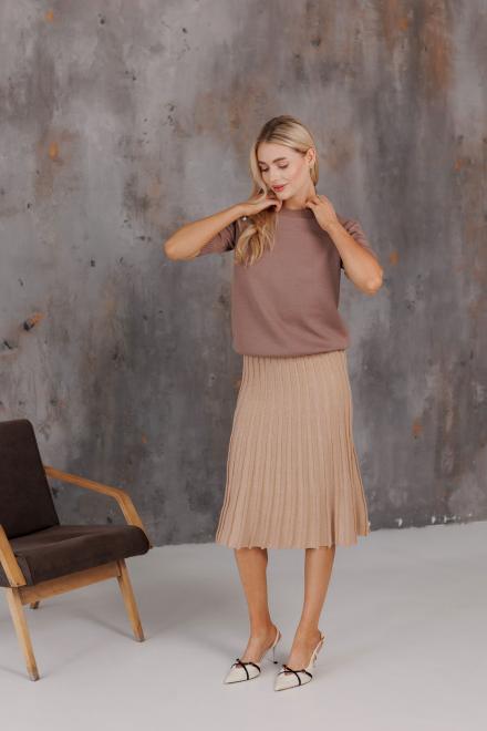 Спідниця плісе міді в'язана Бежева