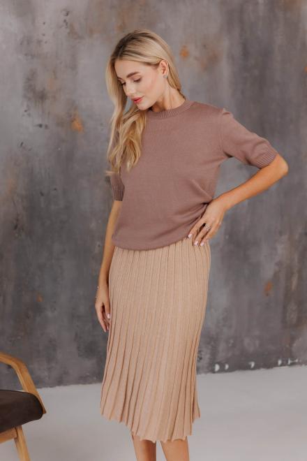 Спідниця плісе міді в'язана Бежева