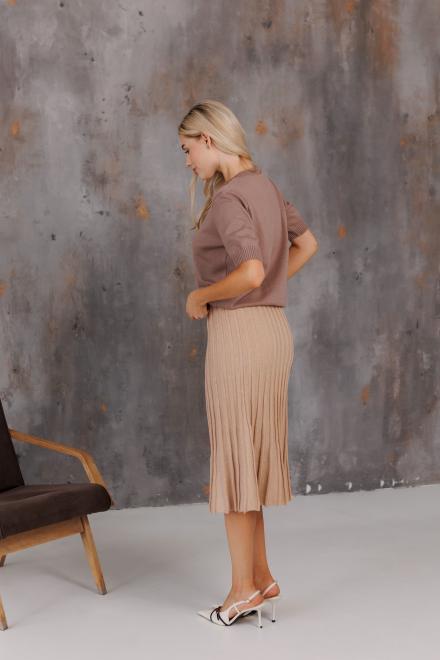 Спідниця плісе міді в'язана Бежева