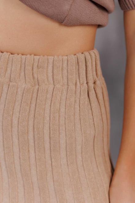 Спідниця плісе міді в'язана Бежева