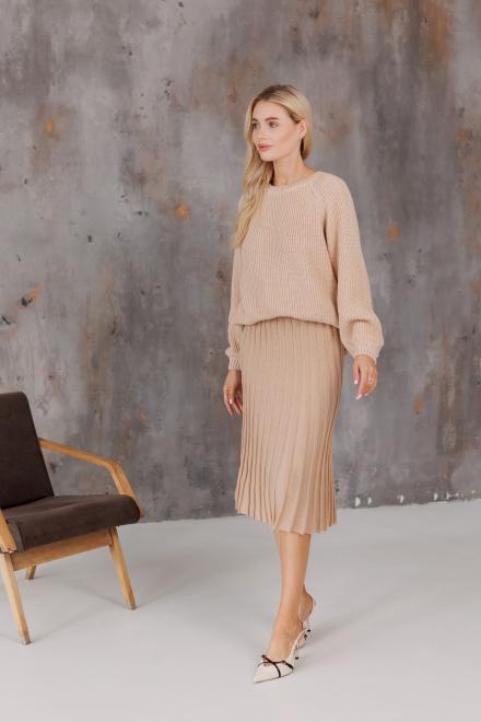 Спідниця плісе міді в'язана Бежева