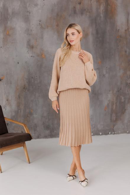 Спідниця плісе міді в'язана Бежева