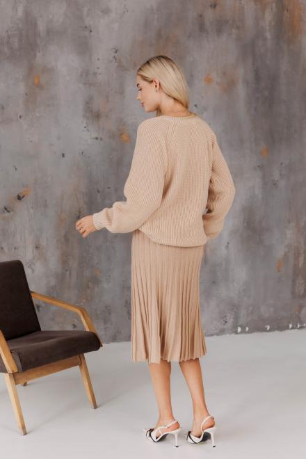 Спідниця плісе міді в'язана Бежева