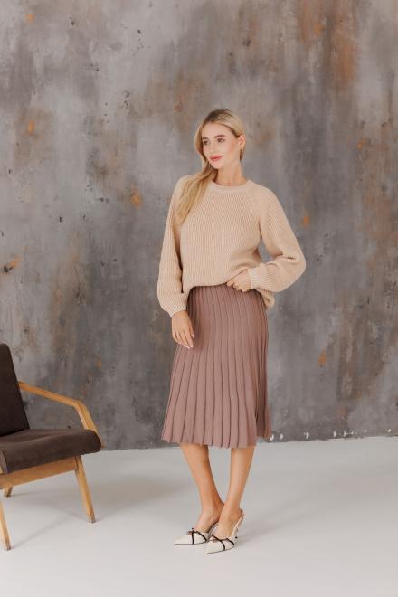 Спідниця плісе міді в'язана Тауп