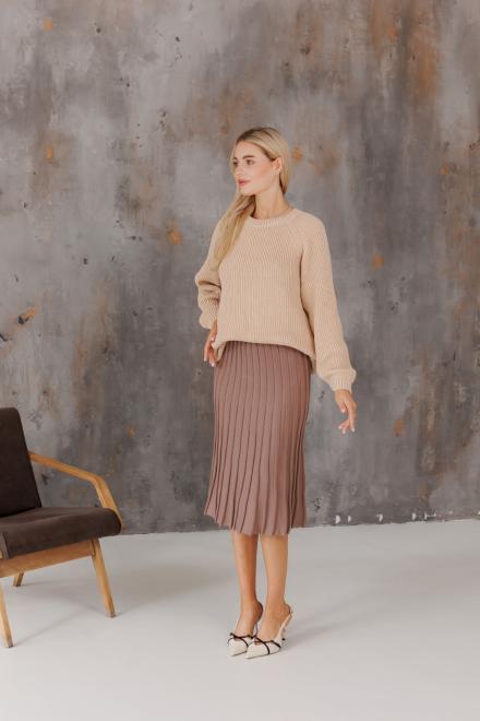 Спідниця плісе міді в'язана Тауп