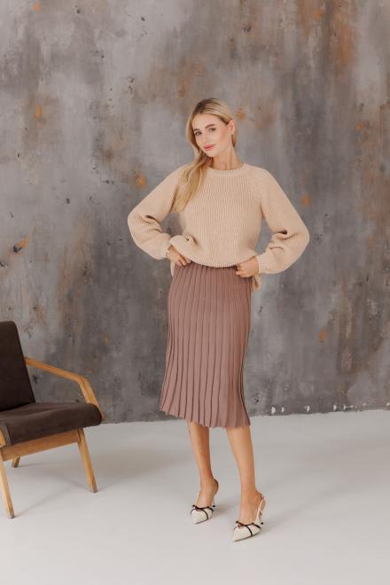 Спідниця плісе міді в'язана Тауп