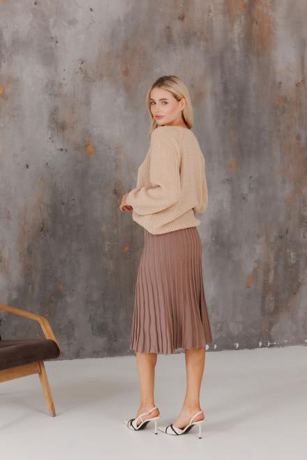 Спідниця плісе міді в'язана Тауп