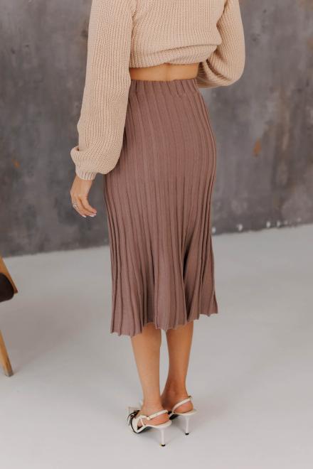 Спідниця плісе міді в'язана Тауп