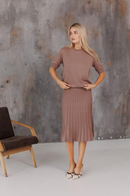 Спідниця плісе міді в'язана Тауп