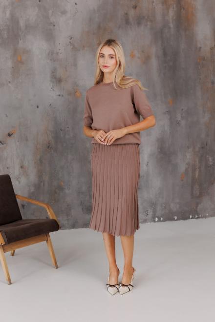 Спідниця плісе міді в'язана Тауп