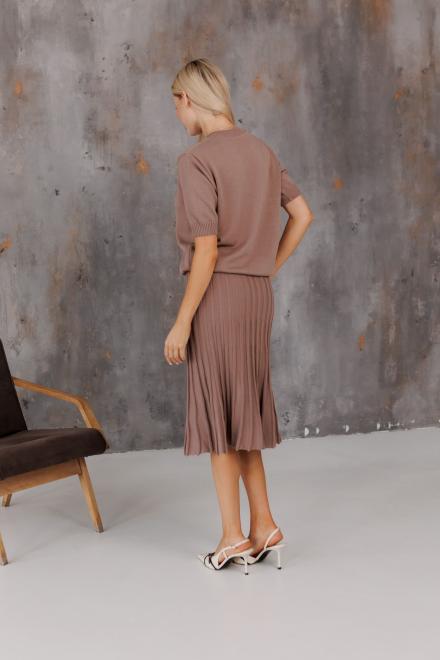 Спідниця плісе міді в'язана Тауп