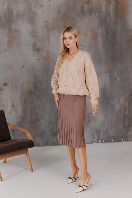 Спідниця плісе міді в'язана Тауп