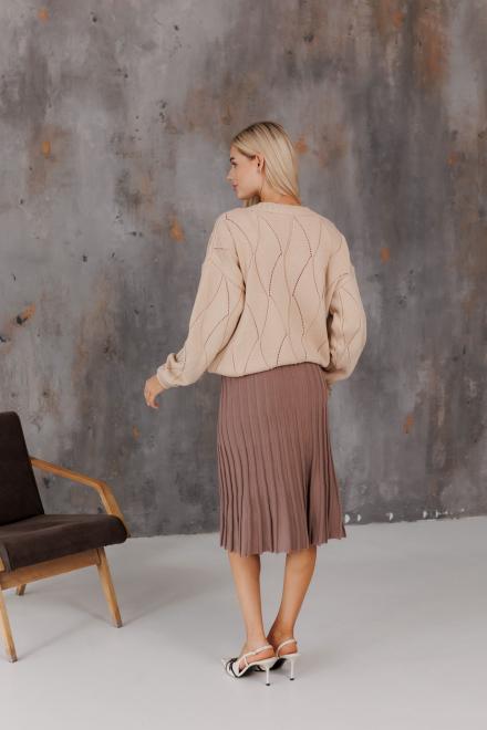 Спідниця плісе міді в'язана Тауп