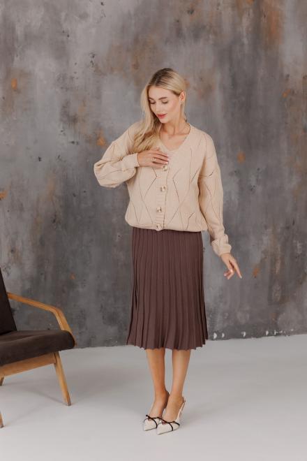 Спідниця плісе міді в'язана Шоколад