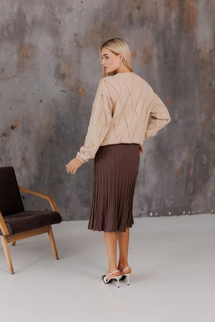 Спідниця плісе міді в'язана Шоколад