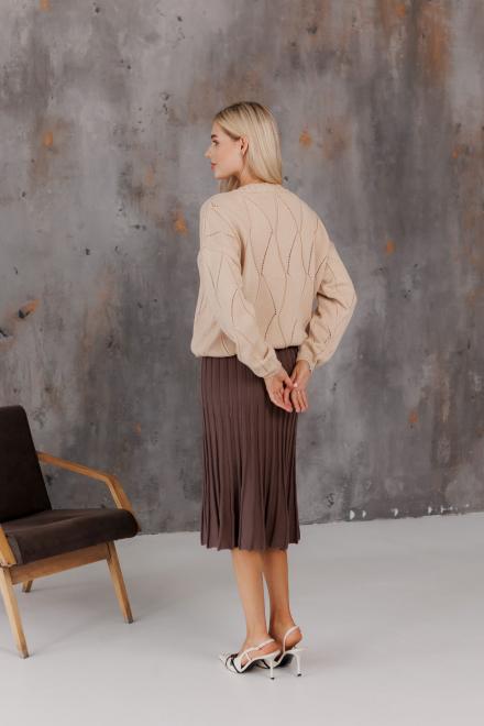 Спідниця плісе міді в'язана Шоколад