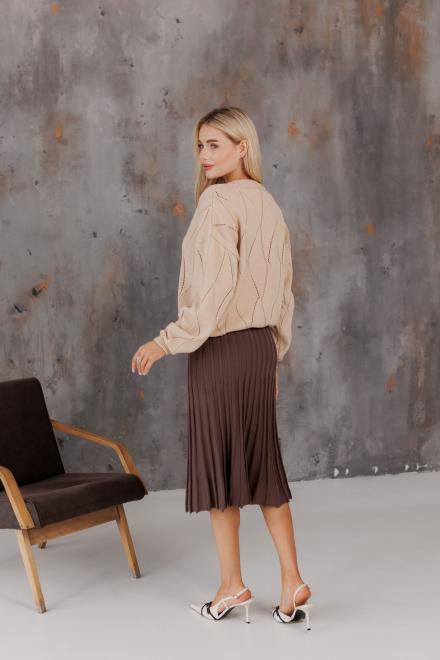 Спідниця плісе міді в'язана Шоколад