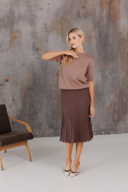 Спідниця плісе міді в'язана Шоколад