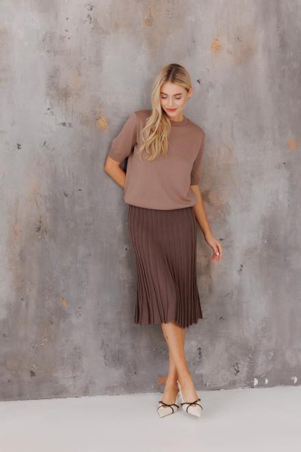 Спідниця плісе міді в'язана Шоколад