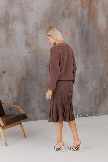 Спідниця плісе міді в'язана Шоколад