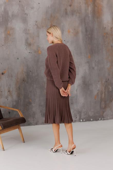 Спідниця плісе міді в'язана Шоколад