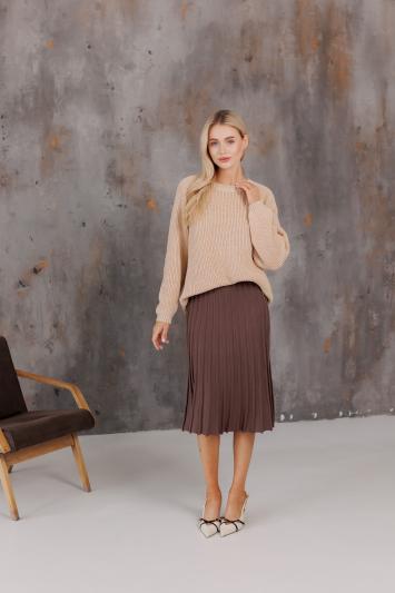 Спідниця плісе міді в'язана Шоколад Спідниця плісе міді в'язана Шоколад