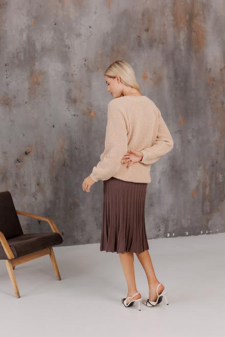 Спідниця плісе міді в'язана Шоколад