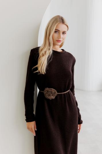 Декоративна прикраса в'язана Квітка коричнева