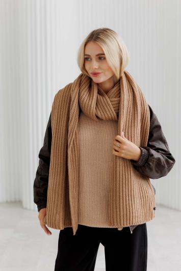 Жіночий в'язаний шарф бежевий Winter Mood