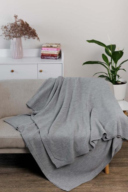 Вязаный плед MONO Светло-серый