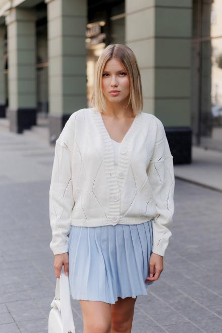 Кардиган женский ажурный молочный