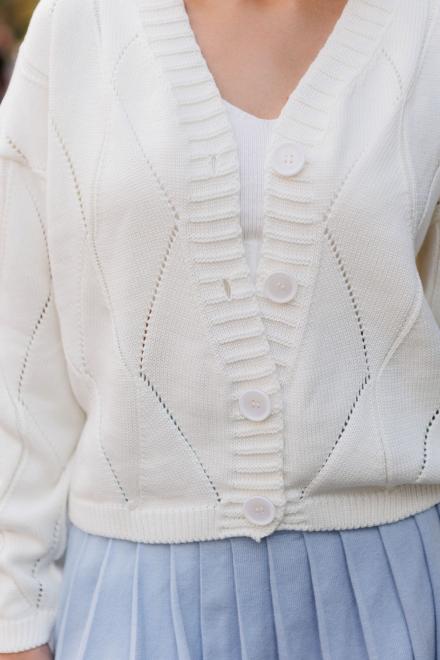 Кардиган женский ажурный молочный