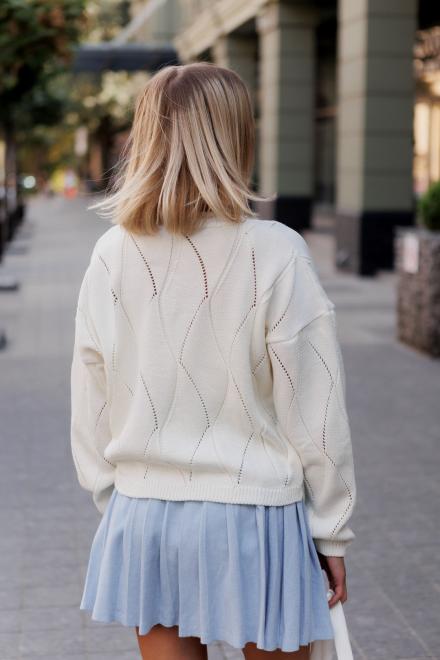 Кардиган женский ажурный молочный