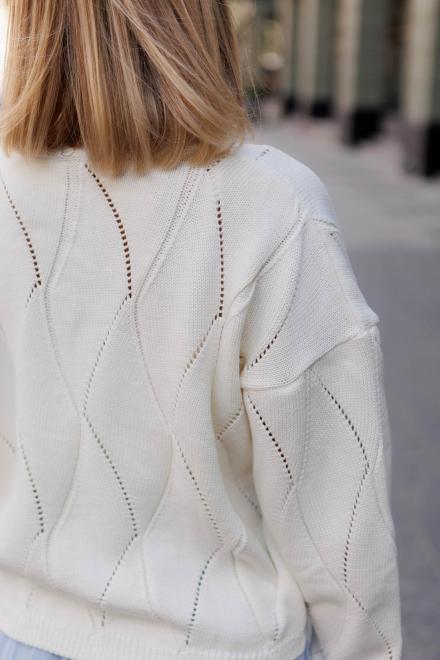 Кардиган женский ажурный молочный