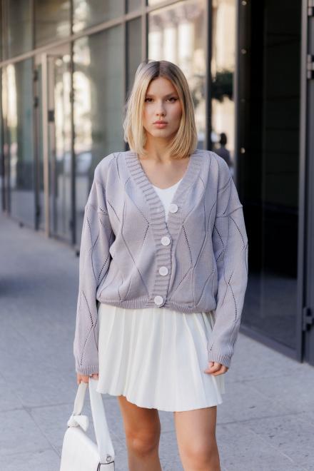 Кардиган женский ажурный серый