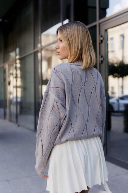 Кардиган женский ажурный серый