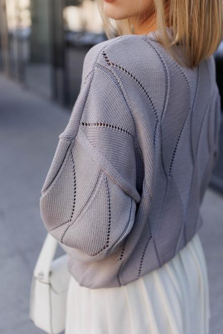 Кардиган женский ажурный серый