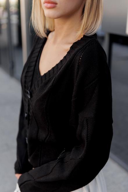 Кардиган женский ажурный черный