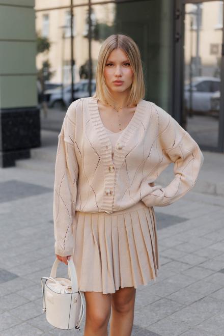 Кардиган женский ажурный бежевый