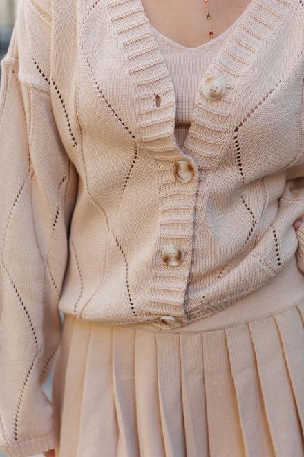 Кардиган женский ажурный бежевый