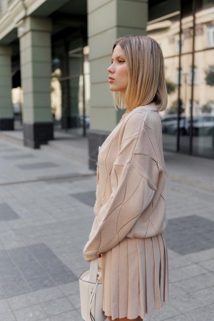 Кардиган женский ажурный бежевый