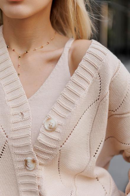 Кардиган женский ажурный бежевый