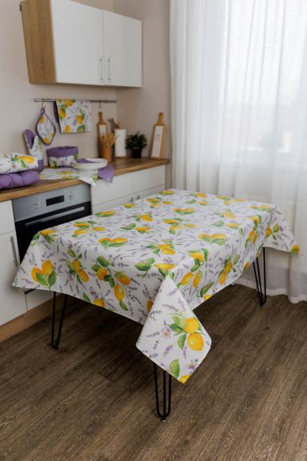 Скатерть на стол водоотталкивающая "Lemons & Lavender"