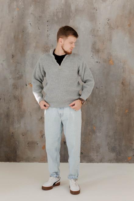 Чоловічий светр на блискавці сірий
