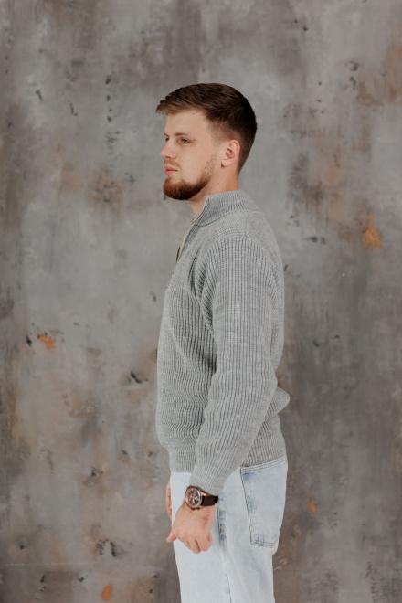 Чоловічий светр на блискавці сірий