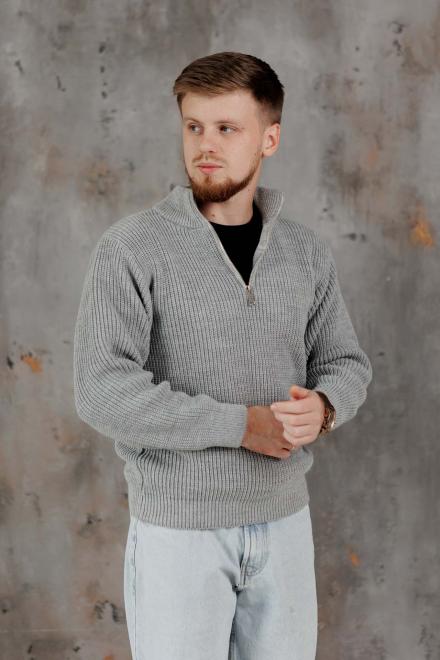 Чоловічий светр на блискавці сірий